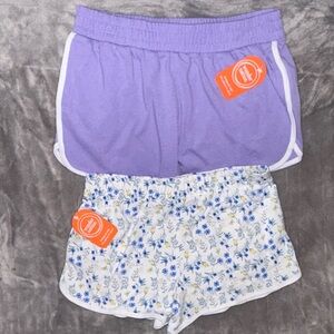 Girl’s Purple and Floral Print Shorts Set          (Size XXL-18)